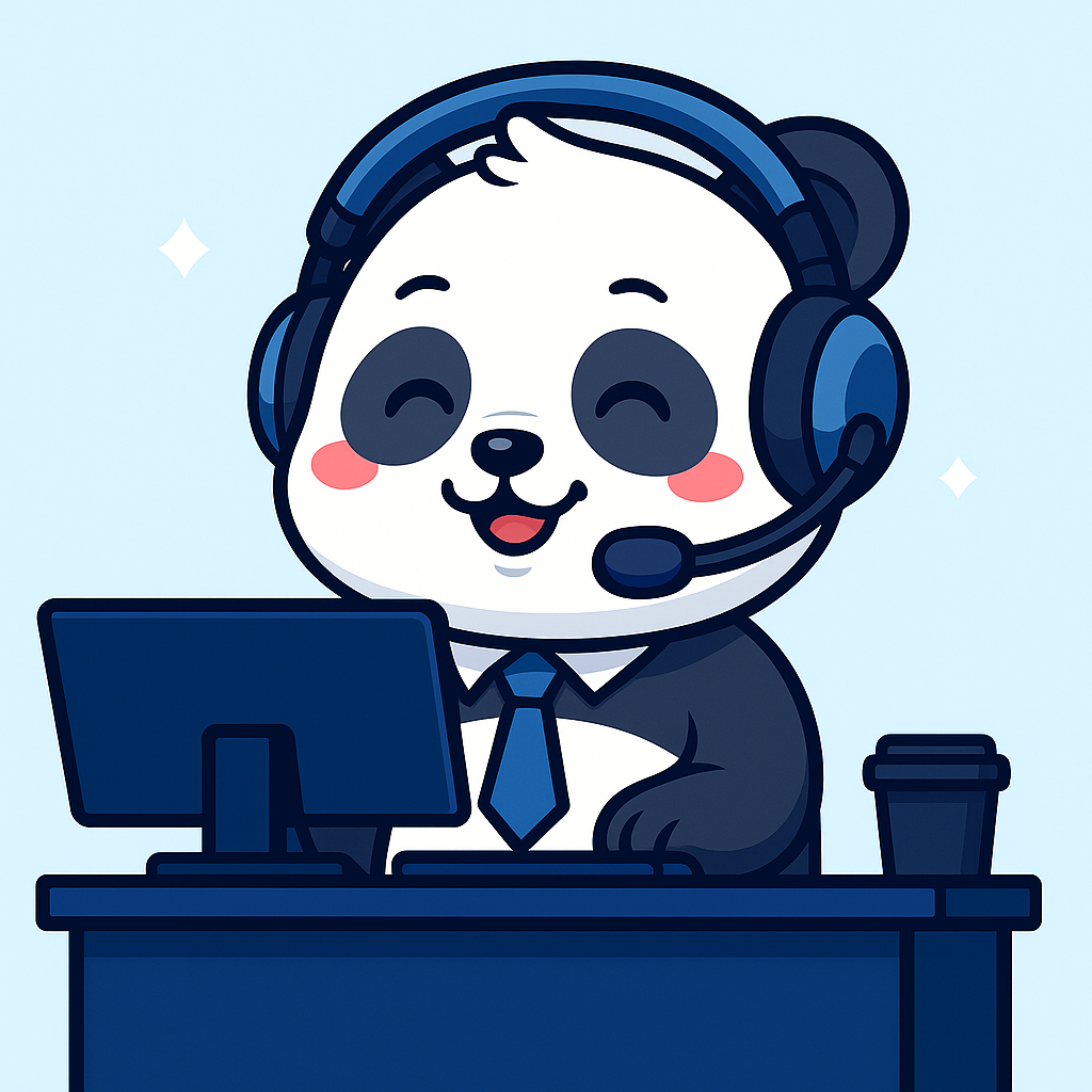 Pangu the panda mascot with headset